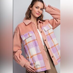 Easel Pink and Purple Plaid Jacket